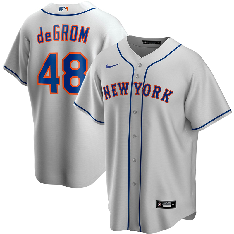 2020 MLB Men New York Mets #48 Jacob deGrom Nike Gray Road 2020 Replica Player Jersey 1->cleveland browns->NFL Jersey